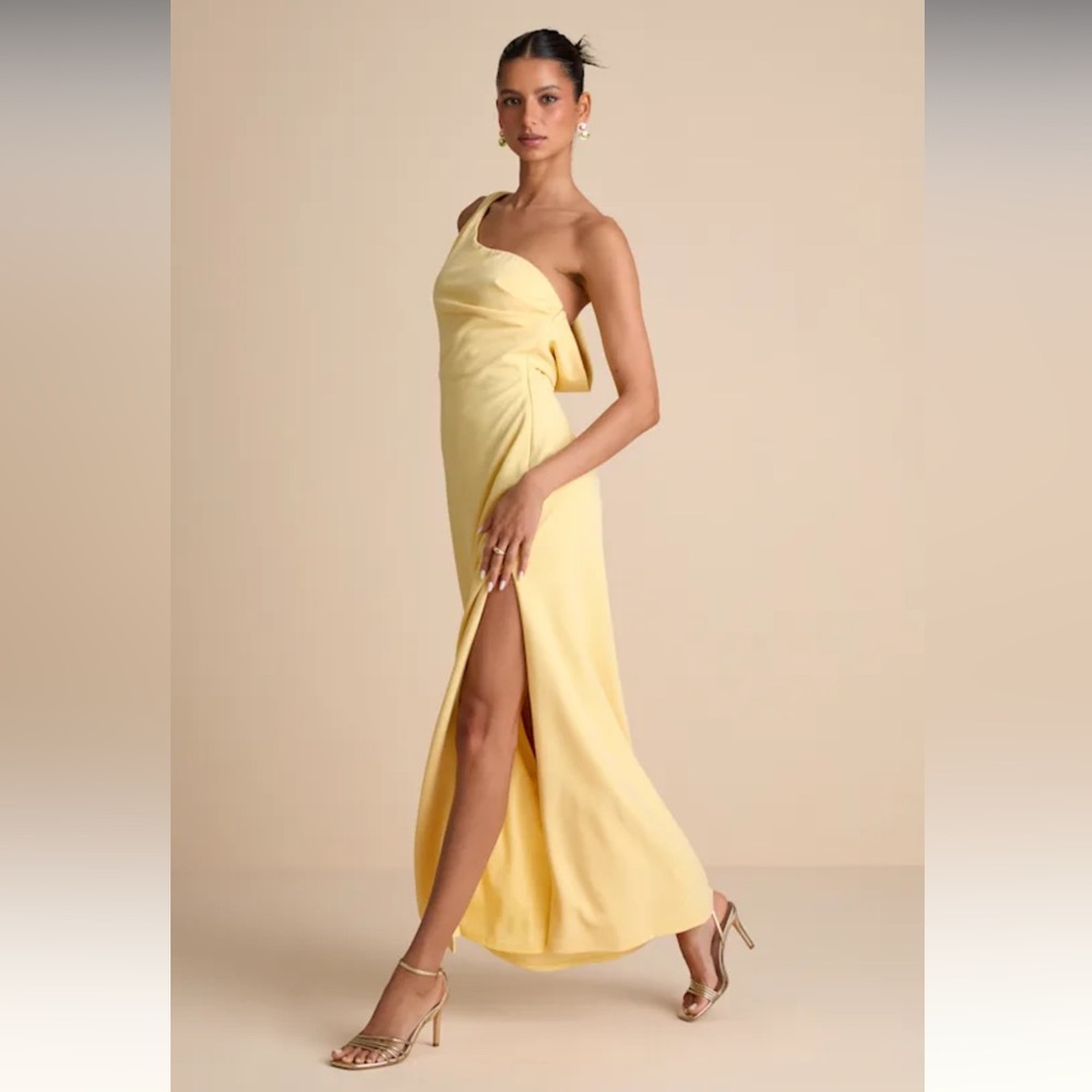 Lulu's Sunny Yellow One-Shoulder Dress